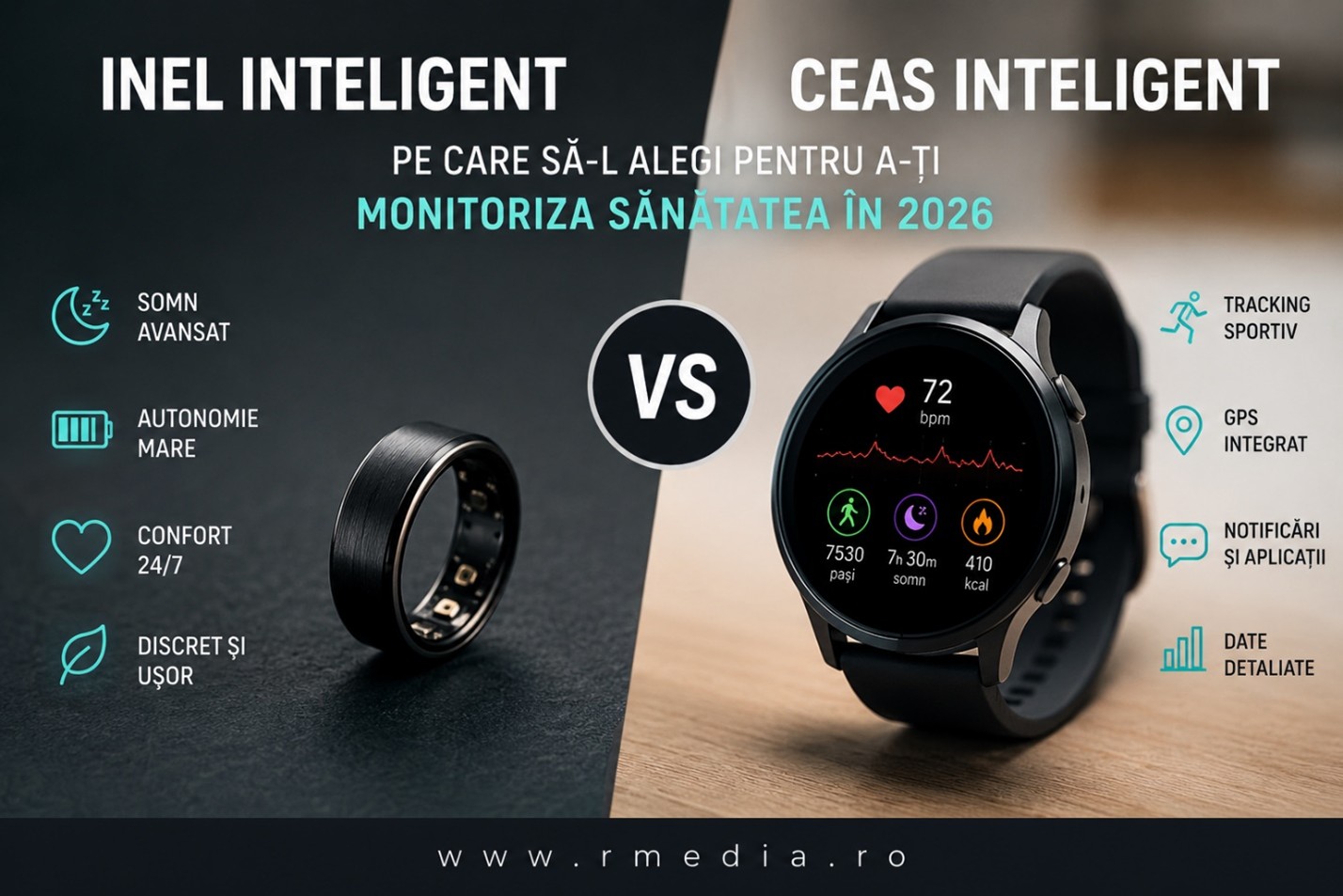 Inel inteligent versus ceas inteligent: pe care să-l alegi pentru a-ți monitoriza sănătatea în 2026? inel-ceas inteligent