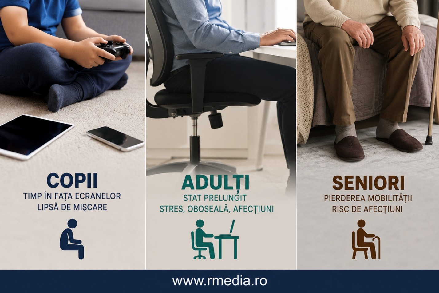 Sedentarismul afectează toate vârstele: de la copii la seniori sedentarism